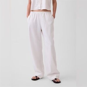 NWT! GAP New Off White Linen-Blend Easy Wide-Leg Pants -  🩷 877623